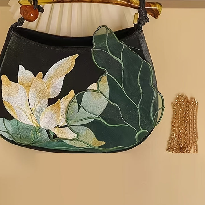 Elegant Black Floral Embroidered Evening Bag  SA29