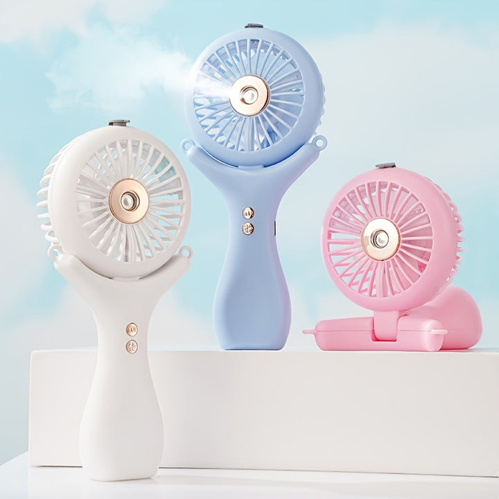 1pc Mini Portable Spray Fan Handheld Spray Fan Personal Mini Humidification Fan USB Charging 3speed 90  Foldable Battery Power Supply Desktop Fan Office Hours Bedroom Outdoor Travel Camping Back To School Supplies