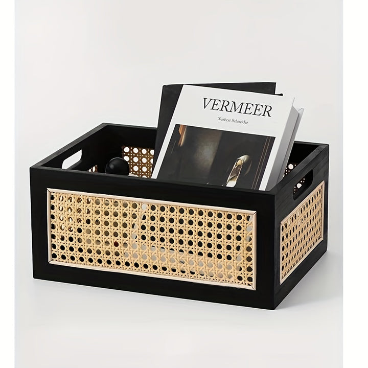 FARIDABIO Rustic Rattan  Wood Storage Basket  SA46