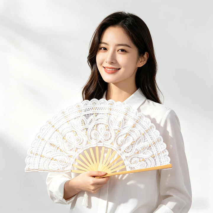 Vintage Lace Folding Fan with Tassel  SA29