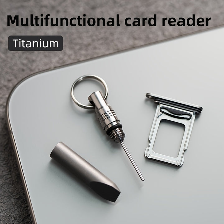 1pc Titanium Alloy Mobile Phone Card Removal Pin Key Chain Multifunctional Tool Compatible With Electronic Products Router Reset Key Thimble Ideal Gift For Men