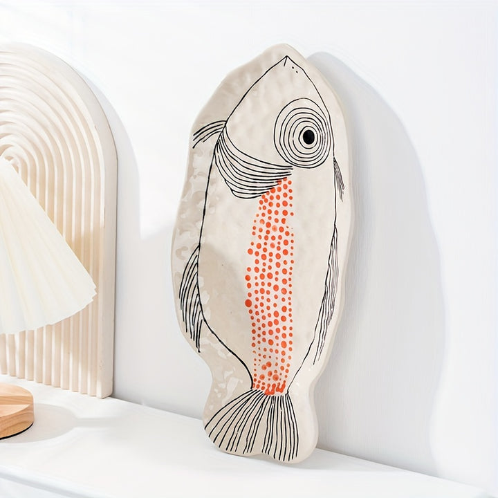 Elegant HandPainted Ceramic Fish Plate  L3RF