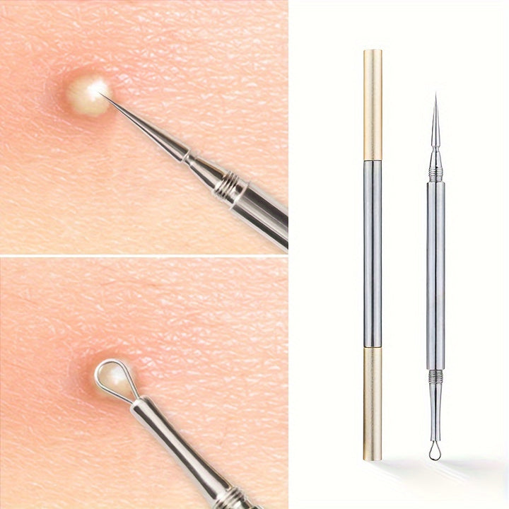 Hypoallergenic Professional Acne  Blackhead Facial Cleaner  DualFunction Stainless Steel Round Loop  Extractor for All Skin Types Pore Cleansing Instrument