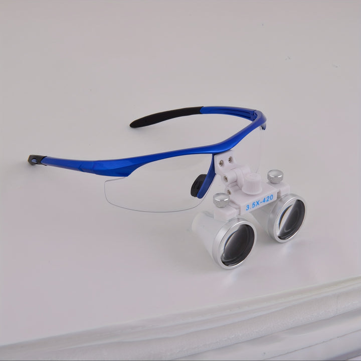 Dental Surgical Loupe 35X Magnification Working Distance 420mm Safety Goggle WhiteBlueRed