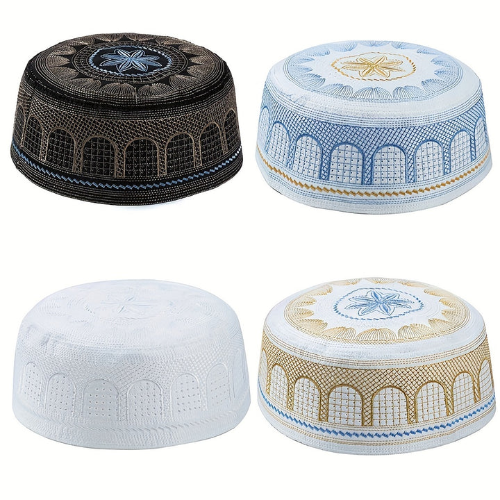 1pc Muslim Men Prayer Caps Embroidery Leisure Saudi Arabia Islamic Hat  TJR6GN7