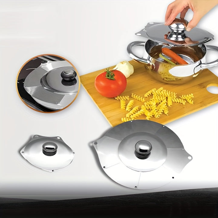 Stainless Steel Adjustable Pot Lid Organizer  Multifunctional Expandable  Retractable Creative Splatter Guard  SpaceSaving Corner Shelf Pot Cover for Outdoor Camping Cookware Accessories Pack of 1