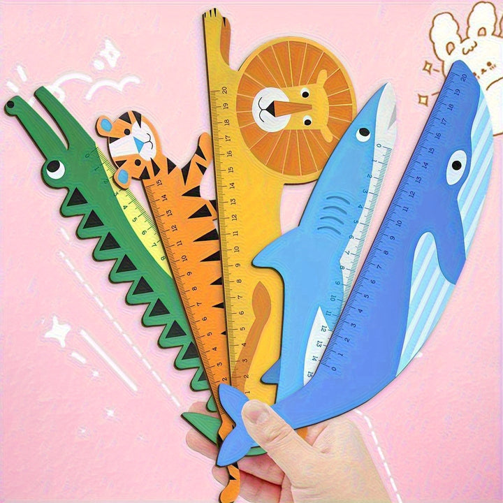 Cartoon Animal Wood Ruler Set