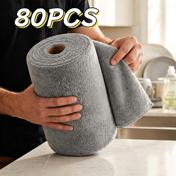 80pc MultiFunctional Microfiber Cleaning Cloth Rolls