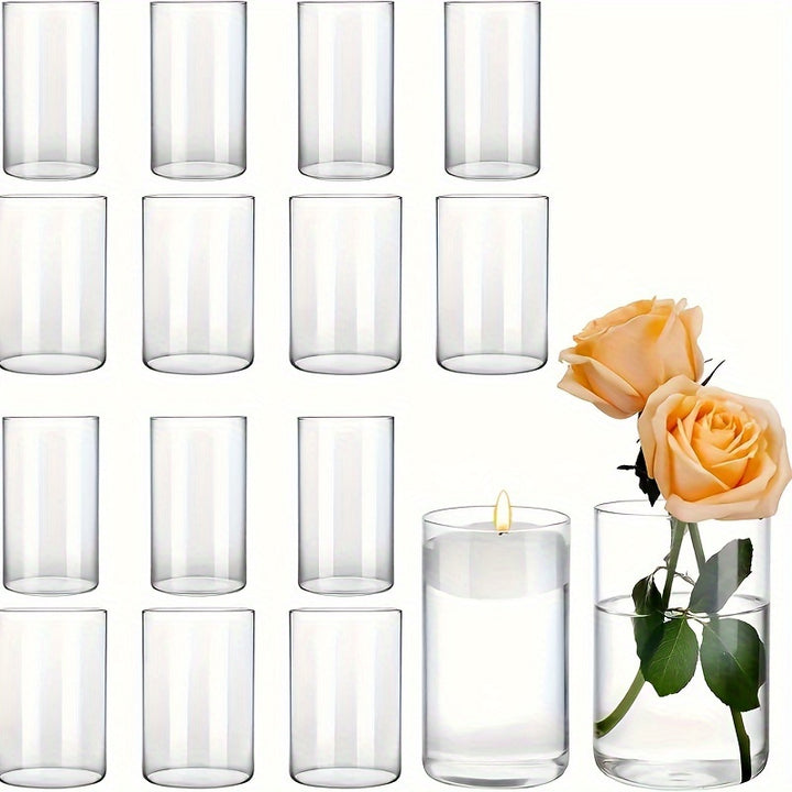 16pcs Elegant Glass Cylinder Vase Can Be Used For Wedding CenterpiecesT7N5