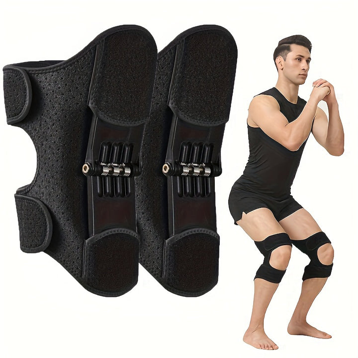 Knee Protection Booster Knee Brace Joint Support Spring Knee Stabilizer Pad Power Lift Knee Brace For Weak Legs Old Cold Leg Sports Training Squat