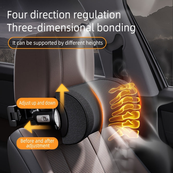 LRBH Memory Foam Car Neck Pillow  Ergonomic Adjustable Headrest Cushion with Canvas Cover for Cervical Support and Comfort