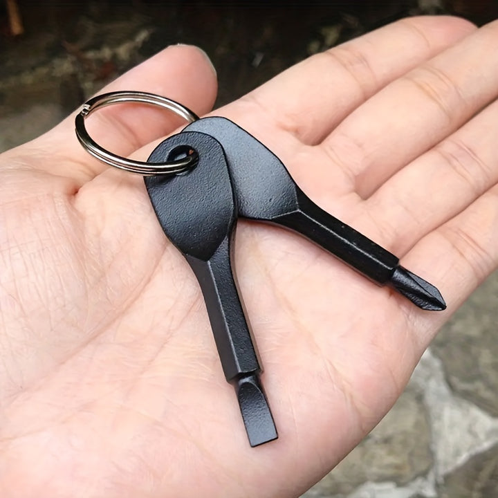 1pc Screwdriver Pocket Repair Tool Multi Mini Gadget Camp Portable Keyring Hike Outdoor Slotted Screwdriver Key Ring Durable And Easy To Use