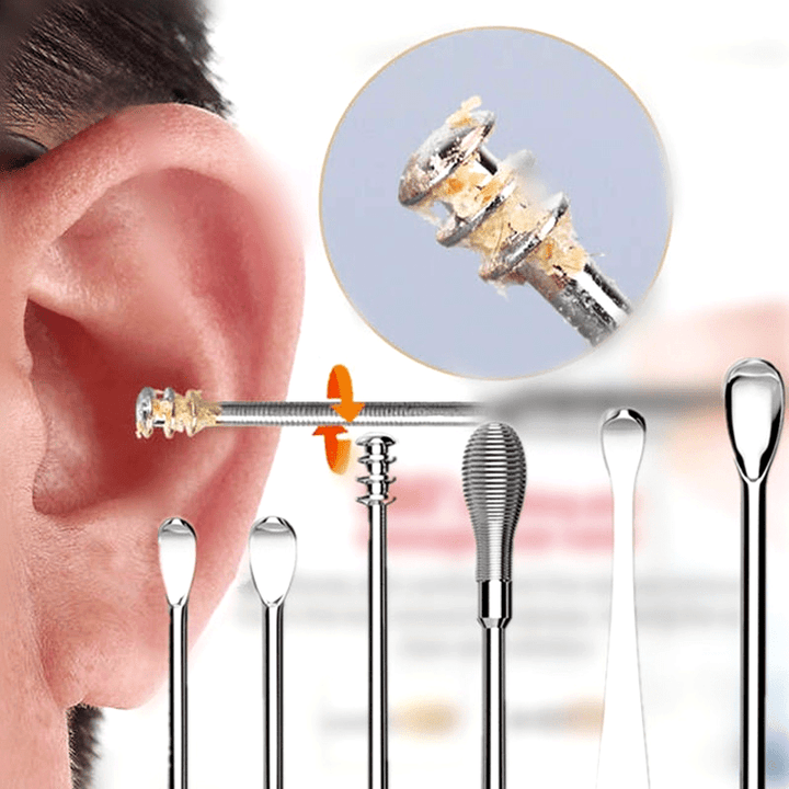 Unisex Stainless Steel Spiral Portable Earpick Spoon Ear Cleaners 6pcs Pack Of 6 Earwax Remover Tool Safely And Gently Cleaning Ear Canal At Home Ear Wax Cleaner Tool Itch Relief Ear Wax Buildup Works Instantly Earwax Cleaners