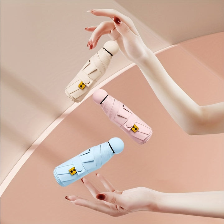 Simple Solid Color Umbrella With Capsule Box Sunshade Umbrella Small Portable UmbrellaL0HN