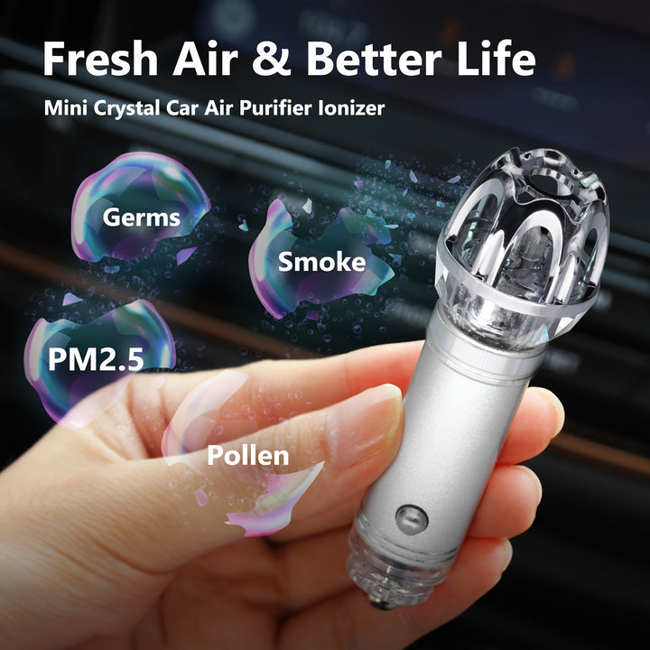 Crystal Ionic Mini Car Air Purifier Ionizer Plug In Negative Ion Car Air Freshener  Remove PM25 Smoke Dust Pollen Bacteria and Bad Odors  Maintenancefree 12 Volt Must Have Auto RV Interior Decoration Car Accessory