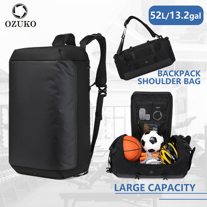 OZUKO Large Capacity Oxford Backpack Sports Fashion Multifunctional One Shoulder Bag Basketball B40L