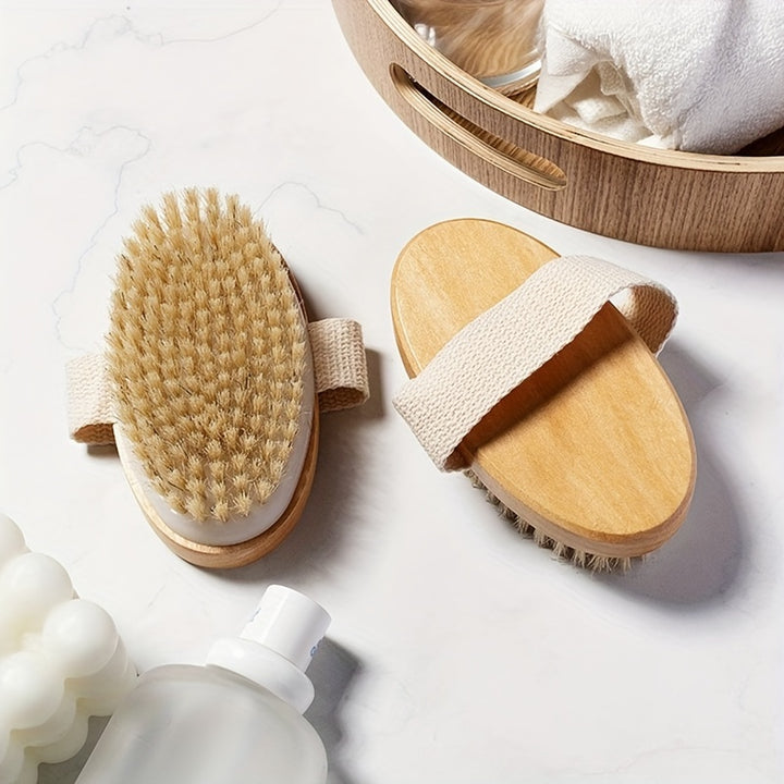 Natural Bristle Exfoliating Body Brush for Improved Blood Circulation 2UY2