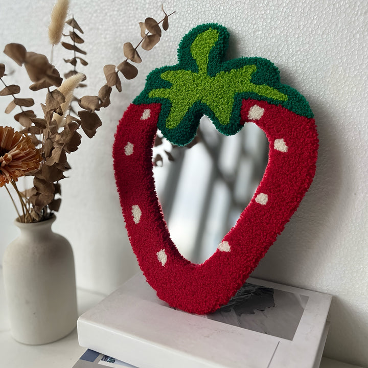 Charming Red Strawberry Plush Mirror  32EN