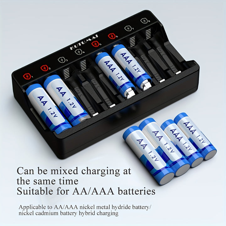 8Slot USB HighSpeed Battery Charger for AA  AAA Batteries  IEYX