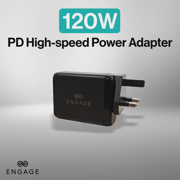 Engage 120Watt 4 Port Gan travel Charger/ Adapter-6RIU