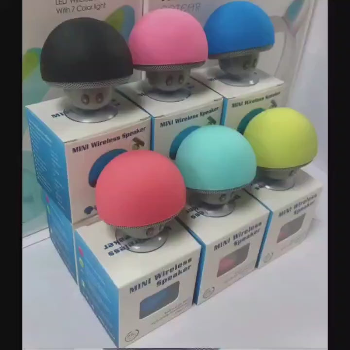 Mushroom Portable Wireless Speaker with Suction Cup Stand Stereo Sound Button Control USB Rechargeable 200mAh Battery Wireless Compact Subwoofer for SmartphonesTablets Great for Travel  Outdoor Use