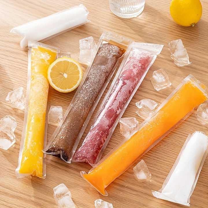 100pcs Disposable Ice Popsicle Mold Bags Ice Cube Mold Freezer Tubes With Zip Seals And 1 Funnel Yogurt Sticks Ice Popsicle Bag For Juice Fruit Smoothies Ice Candy Pops Kitchen Accessaries Summer Supplies