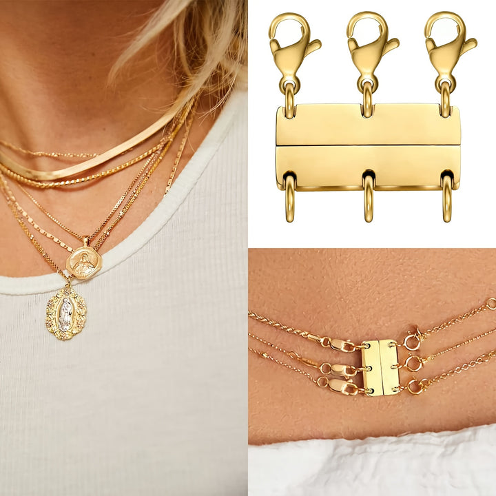 Elegant Layered Necklace Clasp Set  Golden  Silvery Tone MultiLayer Jewelry Connector for Womens Fashion Accessories