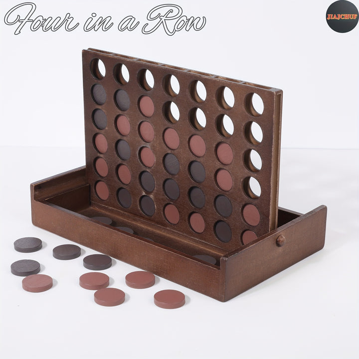 JIAJCHUF Family Christmas Gift Wooden Connect 4 Travel Game  SA29