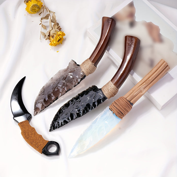 1Piece Natural Crystal Carved Dagger Figurine Wood Handled Knife Sculpture Versatile Room Decor Collectible Gift Indoor Display Crystal Craft