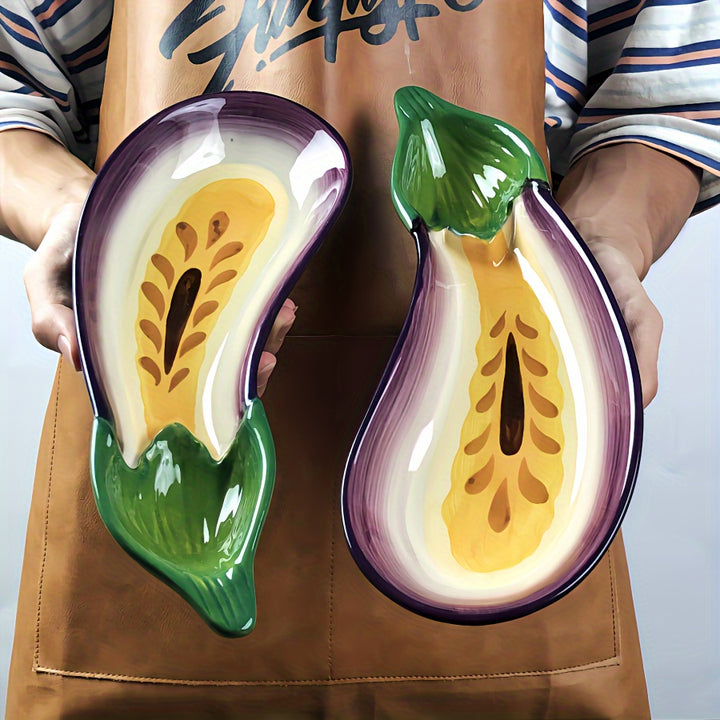 Creative EggplantShaped Ceramic Serving Platter  U2EF