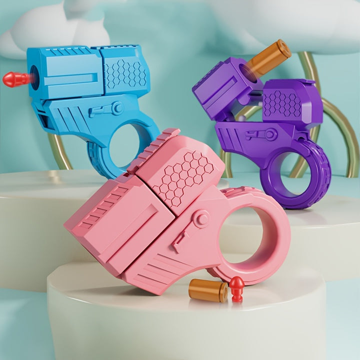 1pc Cool Mini Ring Gun With Shell Ejector  Relax Fidget Toy Cute Bag Charm Accessory Perfect Gift Idea Toy Gun