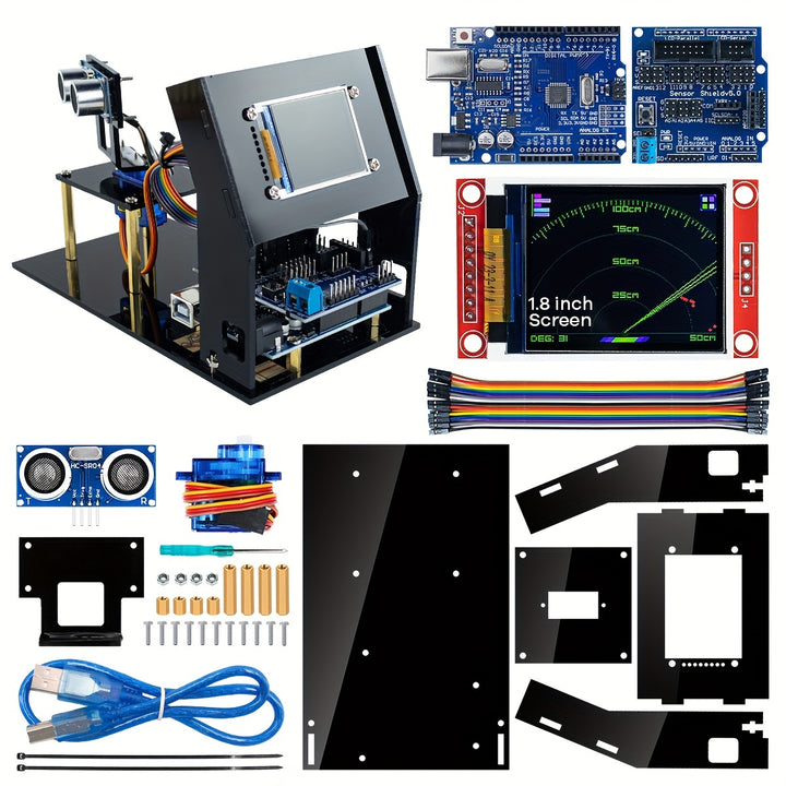 LAFVIN DIY Ultrasonic Radar Module for Arduino  180Degree Detection with 457cm TFT LCD Display  Plastic USB Powered Interactive Office Kit Assembly Required