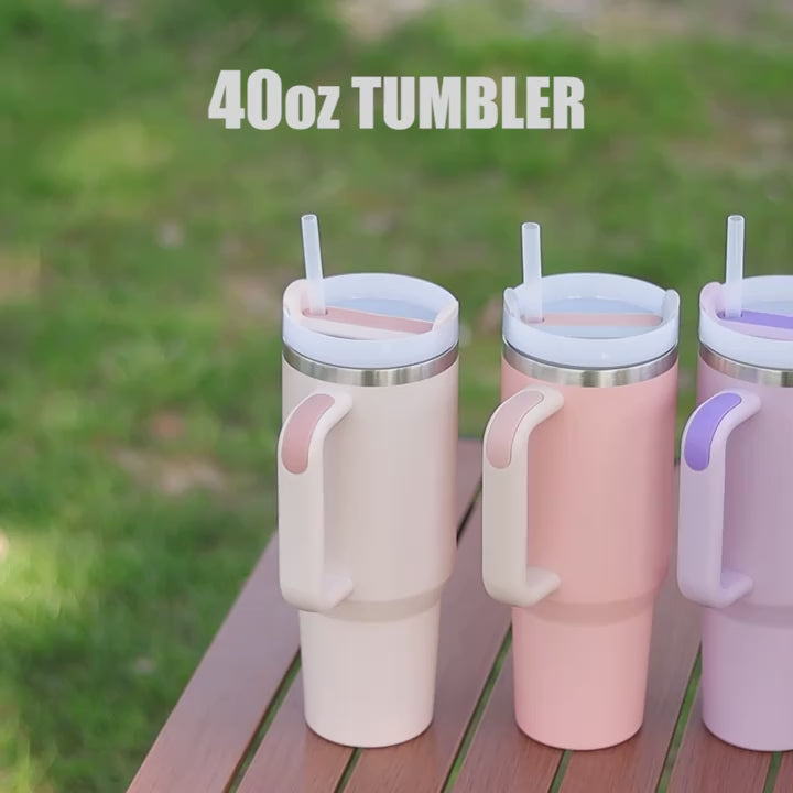 1pc 40oz Stainless Steel Double Wall Tumbler With Lid And Handle Heavy Duty Water Bottles Water Cups Summer Drinkware Kitchen Stuff Home Kitchen Items