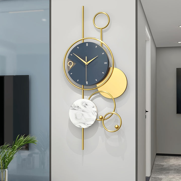 1pc Round Large Decorative Wall Clock Metal Case Wall Clock Modern Simplicity Light Luxury Wall ClockT64T