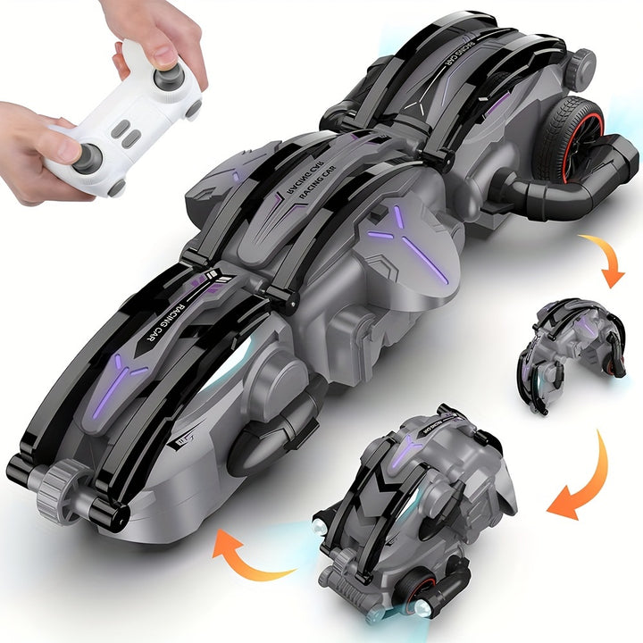 Upgraded RC Stunt Snake Car 360 Roll Rotation Car Toy With LED Lights IndoorOutdoor Racing Games Toy