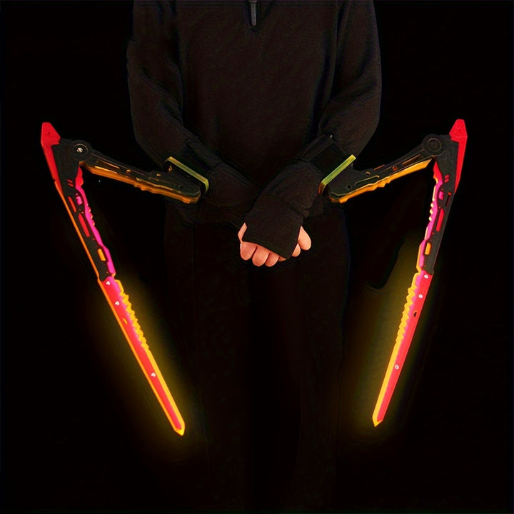12pcs Cool Cosplay Cyberpunk Luminous Mantis Folding LED Toy Knife Wearable Model With Halloween Masquerade Party Ornaments Cosplay Props Gift  Collectibles