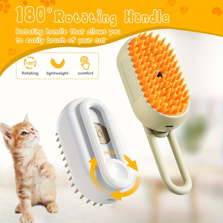 3in1 Steamy Cat Brush for Grooming  Massaging  TJRHSO5