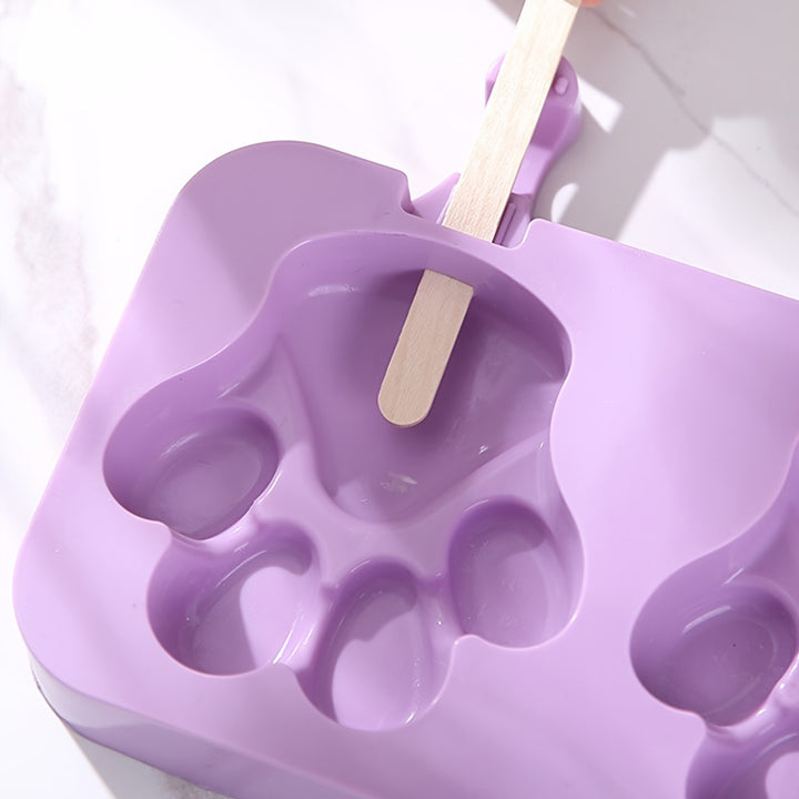 Silicone Cat Paw Popsicle Mold with Lid 2cavity  NJ9992