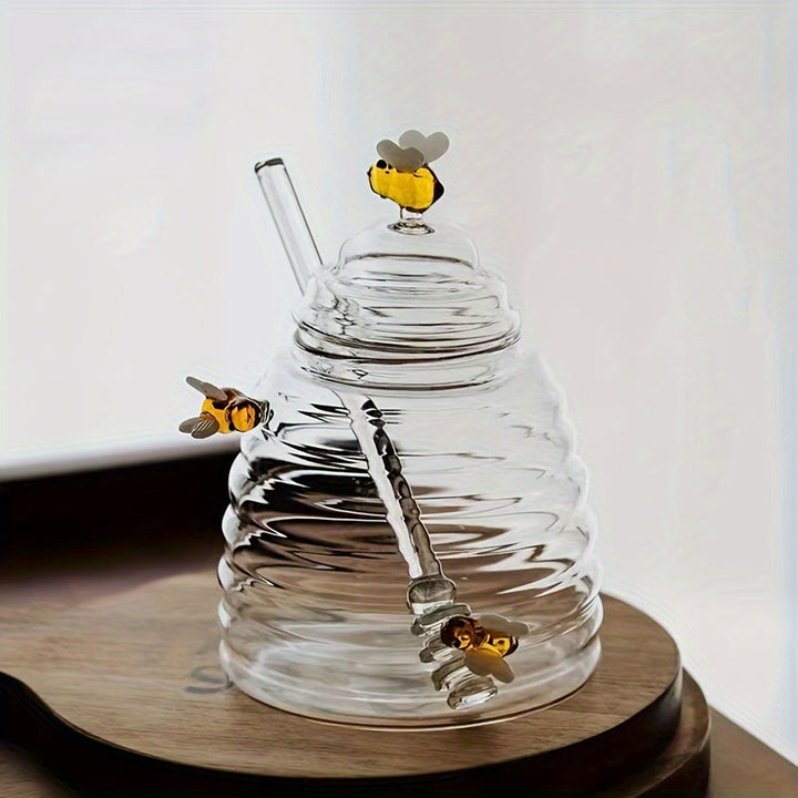 Glass Honey Jar with Dipper and Lid  T9BJ