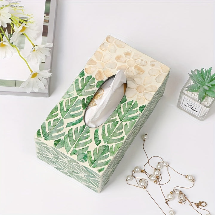 Elegant Natural Shell Decorated Tissue Box  P3VR