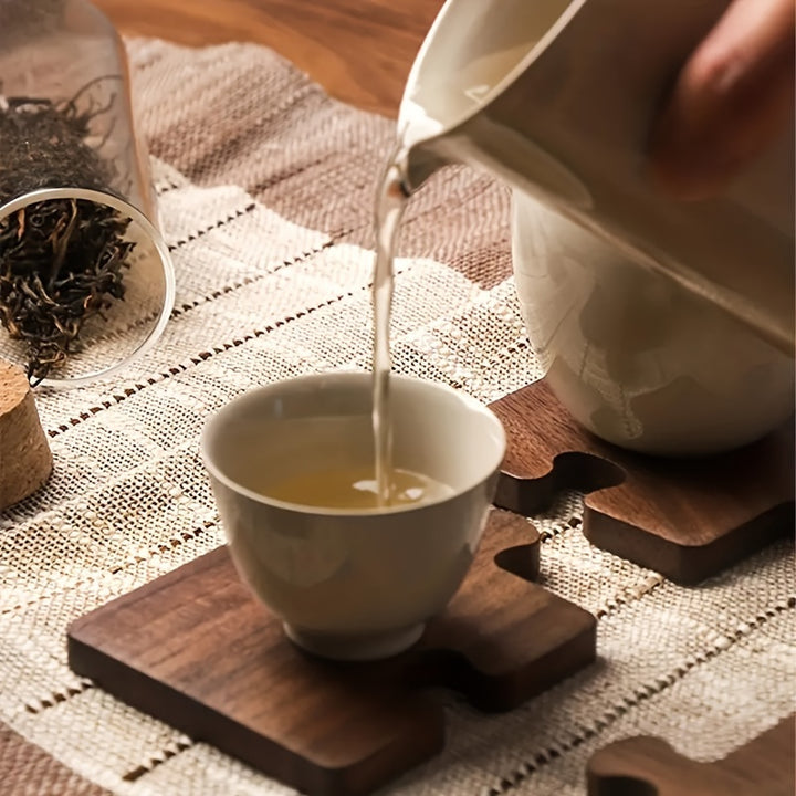 Country vintage wood Walnut Puzzle Coasters  GC8V