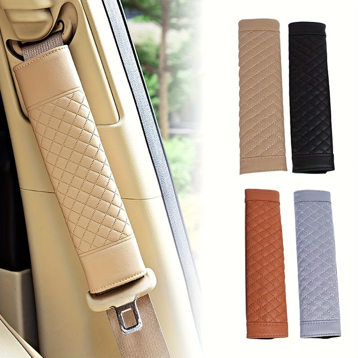 2pcs Fashion Car Seat Belt Covers  Faux Leather Shoulder Pads for Enhanced Comfort  Protection