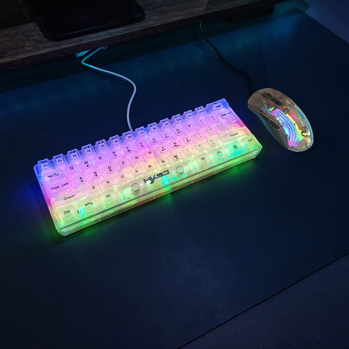 HXSJ Ergonomic 61Key Mini Wired Keyboard and Optical Gaming Mouse Combo  FN3K