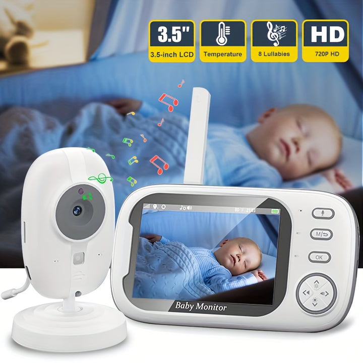 720P Camera Monitor 889 Cm LCD Screen Wireless 27432meter Transmission Video Monitor Range Auto Night Vision 2Way Audio Calling Temperature Sensor And 8 Lullaby Songs