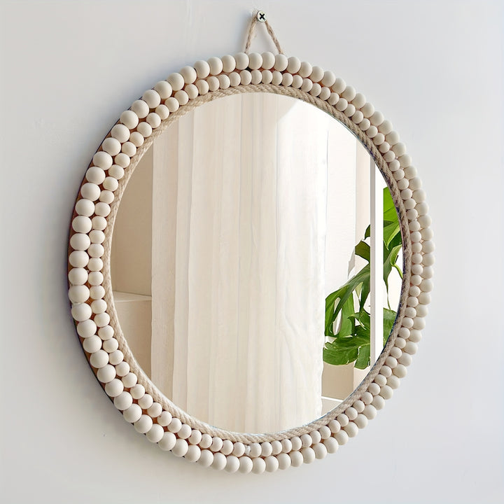 Boho Wood Bead Mirror  SA29