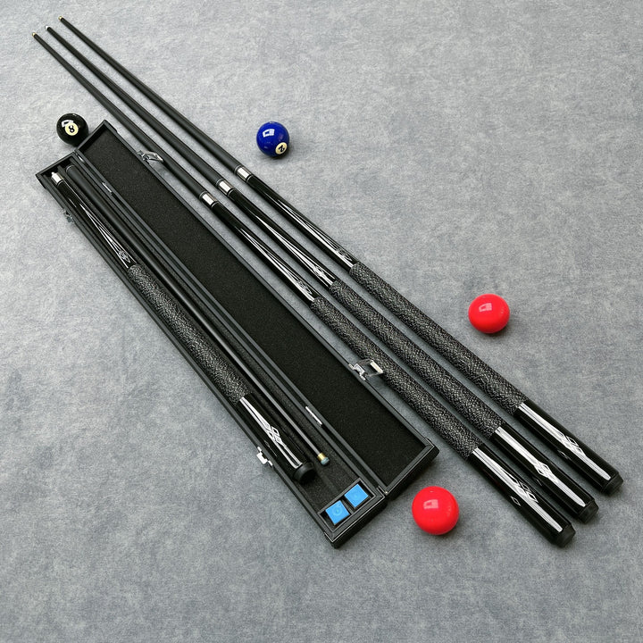 Premium Billiard Cue Set With Carbon Fiber Shaft NonSlip Grip And Leather Case  Includes 2 MCQA