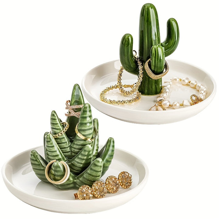 Ceramic Cactus Jewelry Tray Decor  XI92