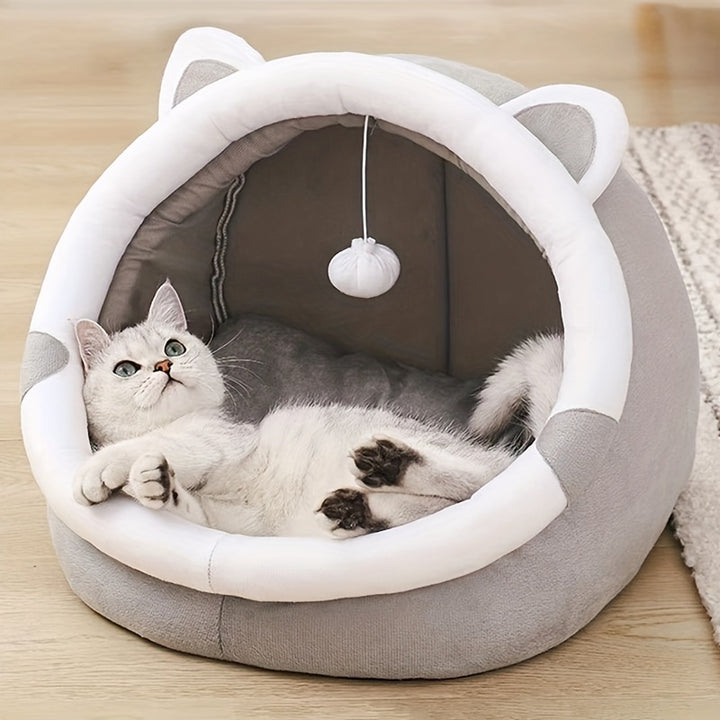 Cozy Cartoon Cat Cave Bed  YVJ9