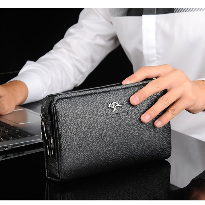 Mens Large Zip Clutch with Lock  StrapAMLMLZCW