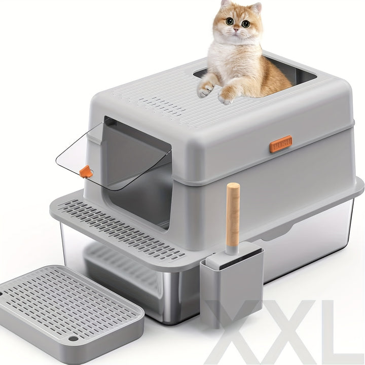 Extra Large Stainless Steel Cat Litter Box with DualAccess Design  L2DV